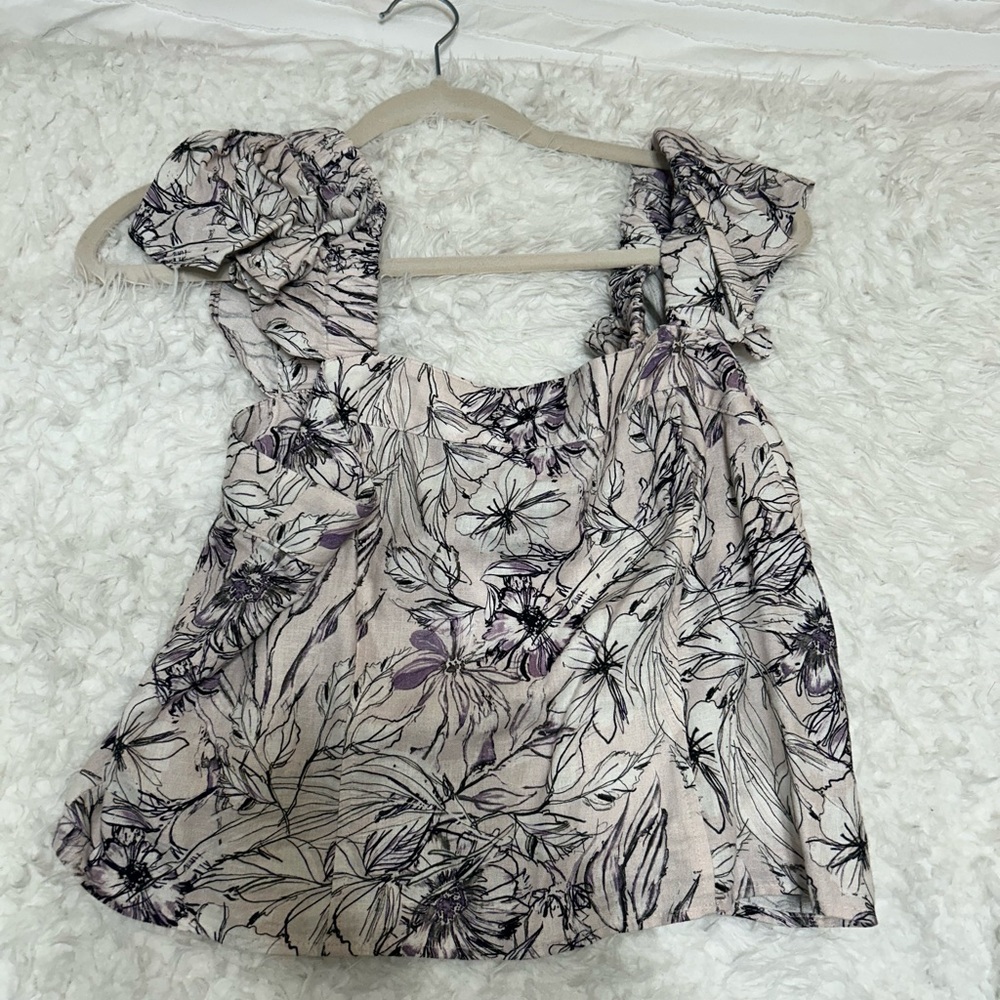 Express Black and Purple Floral Women's Blouse